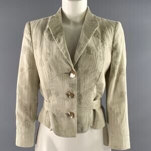 GIORGIO ARMANI Size 2 Cream Cotton Blend Floral Jacket